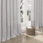 Nanspring Grey Linen Back Tab Curtains 84 Inch Length for Living Room 2 Panel Set Neutral Modern Farmhouse Window Privacy Semi Sheer Linen Drapes Rustic Pinch Pleated Look Curtain 52x84