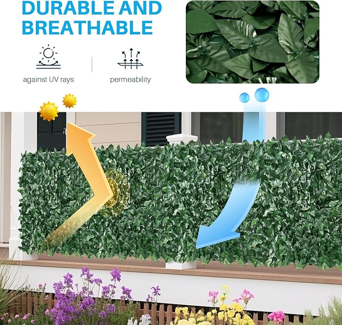 Patio Paradise 58"x433"-1Pc Faux Ivy Fence Privacy Screen Artificial Greenery Wall Backdrop,Fake Grass Wall Panels for Outside Apartment Balcony,Vine Leaf Decor for Outdoor Patio Chain Link