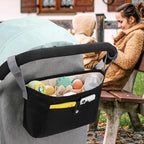 Accmor Universal Stroller Organizer, Stroller Bag Stroller Caddy Organizer, Stroller Accessories Fits for Uppababy, Baby Jogger, Nuna, Doona, Britax Strollers, Black