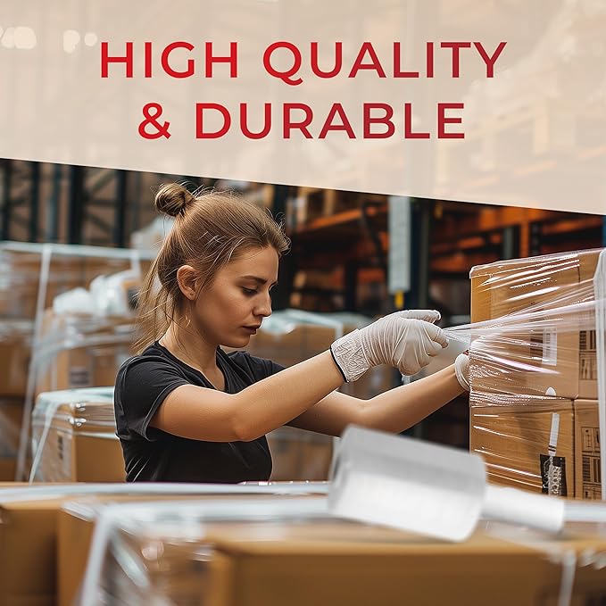 Shrink Wrap Roll for Moving | 80 Gauge 5" x 1000 FT Plastic Wraps for Packing | Clear Stretch Film for Pallets, Furniture, Boxes & Storage Protection - 4 Pack