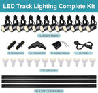 LED Track Lighting Heads Kit 3000K Warm White, 12-Light Dimmable GU10 Track Lights Heads, Ceiling Spotlight Fixture with 14.76FT H Type Track Light Rails, Replaceable GU10 LED Bulbs for Home