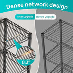 SINGAYE 6 Shelves Bathroom Organizers and Storage Shelf Wire Closet Metal Pantry Kitchen Small Garage Shelving Unit Laundry Room Organization Home Tall Rack Balck 10" D x 16" W x 60”H