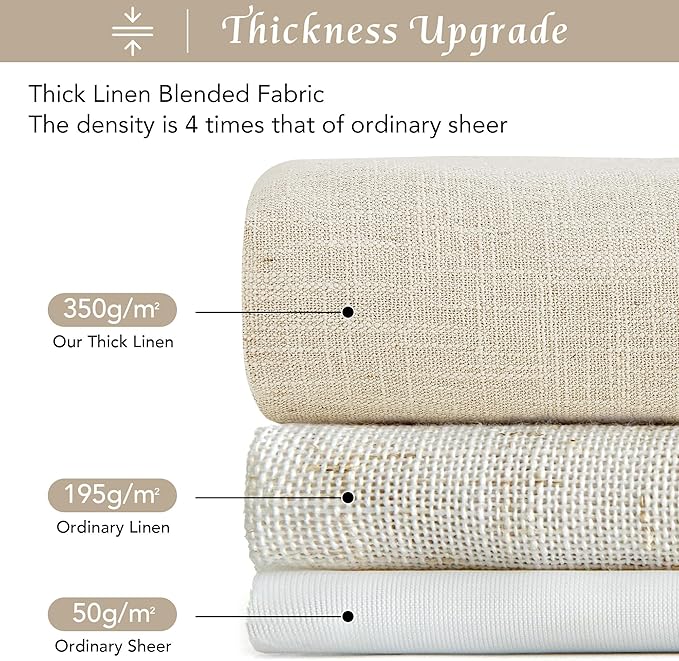 NICETOWN Pinch Pleated Natural Thick Linen Curtains 84 inches Long for Living Room 2 Panels Set, Back Tab/Rod Pocket with Pleat Tape Privacy Added Window Treatments for Farmhouse/Bedroom, W55 x L84