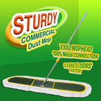 48-Inch Commercial Dust Mop for Hardwood Floors, Large Dry Mop with Reusable Cotton Yarn Head, Telescopic Stainless Steel Handle - Ideal for Industrial Floor Cleaning, Marble, Laminate