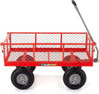 Gorilla Carts Steel Utility Cart, 4 Cu Ft Bed, 800 lb Load Capacity, Red – Heavy-Duty Outdoor Hauling Wagon with Removable Side Panels for Yard, Lawn, Garden or Landscaping