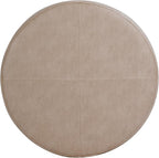 Homepop Home Decor | Upholstered Faux Leather Round Storage Ottoman | Ottoman with Storage for Living Room & Bedroom, Taupe Brown