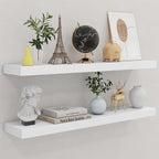 fuqing 36 Inch White Floating Shelves for Wall, Solid Wood White Floating Shelves Set of 2, Lightweight Wood Wall Mounted Shelves for Bathroom Bedroom Living Room Kitchen