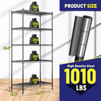 5-Tier Shelf, Shelves Capacity 1010LBS,Storage Shelves Adjustable Wire Shelving,Metal Shelving Unit Storage Rack for Kitchen Pantry Closet Laundry School Commercial 59.4" Hx21.5 W x13.6 D