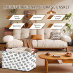 Wild Animal Storage Basket Large 17x11.5x10.5 Inche-Collapsible Fabric Organizer Bin with Handles for Nursery, Kids Room, Safari Theme-Decorative Hamper with Playful Lion Silhouette Design-Single Pack