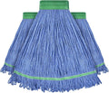 Onesimus 18 oz Heavy Duty Mop Head Replacement, 5 Inch Headband for Quick Change Handle, Blue Loop-End Cotton Blend String Wet Dry Floor Mop Refill Commercial Cleaning Supplies, 3 Pack Medium