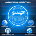 Custom Garage Neon Signs for Wall Decor, Personalized LED Neon Lights Tool Wrench Sign for Men Dad Gifts, Customized Garage Light Up Signs for Workshop Carport Repair Shop Carbarn Man Cave Business