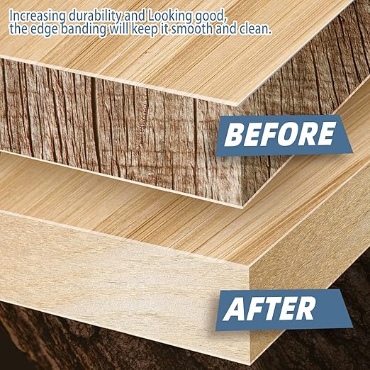Birch Edge Banding, 1 inch x 25ft roll of Veneer Wood Edge Banding Pre-glued Flexible, Wood Tape Banding for Cabinet Repair Furniture