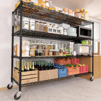 PrimeZone 2 Packs 55.5" W x 24" D x 80" H Heavy Duty Wire Storage Shelves with Wheels, 4 Tier Adjustable NSF Certified Garage Shelving Unit, Rolling Metal Organizer Shelf Rack for Warehouse, Pantry