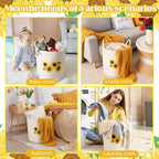 Rustic Sunflower Cotton Rope Basket Large 17.7'' x 14.9'' Clothes Woven Basket Storage for Toy Laundry and Blanket Organizer Round Hamper with Handles for Nursery Organizer Bedroom