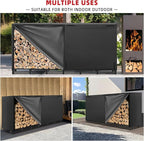 8FT Firewood Rack Outdoor with Cover, Heavy Duty Adjustable Firewood log Storage & Holder, Wood Pile Lumber Storage Rack Stacking Outside for Courtyard Patio.
