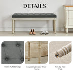 LOULENS 43.9" Linen Fabric End of Bed Bench, Vintage French Upholstered Button Tufted Entry Bench, Window Seat with Carved Wood Legs for Bedroom, Living Room, Entryway, Foyer, Hallway, Dark Grey