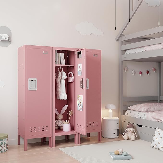 Metal Kids Locker,Metal Cabinet Storage Lockers,Lockable for Employees with Door,54" Height Steel Locker,Lockable Steel Locker for Children's Room, Playroom, School,Gym