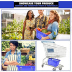Set of 20 Blue Shopping Basket with Handles 18 L Plastic Grocery Basket 16.9 x 11.8 x 9.1 Inch Bulk Portable Hand Shopping Carts for Retail Store Supermarket Grocery Supplies