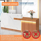 Reception Desk with Counter LED Light and Lockable Drawers and Storage Tall Modern Front Desk Reception Counter for Checkout Lobby Beauty Salon B Right 79inch/200cm