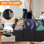 Collapsible Laundry Baskets with 3 Compartment, 150L Tear-proof Pop Up Hamper, Foldable Laundry Basket with Tote Handles, Dirty Clothes Hamper for Laundry, Bedroom, Bathroom, Dorm Black