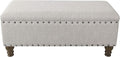 Homepop Home Decor | Upholstered Bench with Nailhead Trim | Large Ottoman with Storage for Living Room & Bedroom | Decorative Home Furniture, Gray Woven