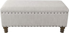 Homepop Home Decor | Upholstered Bench with Nailhead Trim | Large Ottoman with Storage for Living Room & Bedroom | Decorative Home Furniture, Gray Woven