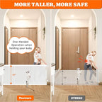 Pawtners Retractable Baby Gates Extra Wide, 41" Tall Extends up to 71" Wide, Dog Gate Indoor with for Stairs, Pet Gate with Support Rods for Doorways Hallways Indoor & Outdoor-White