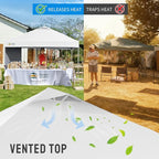 CROWN SHADES 10x10 Pop Up Canopy with 1 Side Wall - Beach Tent with One Push Setup - Outdoor Sun Shade for Events, Parties, Camping - Gazebo with STO-N-Go Cover Bag (White)