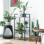 HCHQHS Small Bookshelf, Adjustable 3-Tier Industrial Bookcase, Rustic Open Book Shelf, Wood and Metal Horizontal Bookshelves