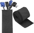 uxcell Hook and Loop Cable Management Sleeve, 6.6ft x 0.8 Inch Flexible Cable Wrap Covers Wire Hider, Cord Organizer and Cable Protector for Desk TV Computer, Black
