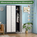 Aobabo Metal Lockable Storage Locker 8 Small Doors and 2 Big Doors, Metal Lockers for empolyees with Hooks, for School Home Office, Assembly Required, 10Doors, Grey White