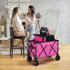 225L Large Capacity Folding Wagon Collapsible Cart for Camping Shopping Sports Makeup Artists Weddings Flea Markets