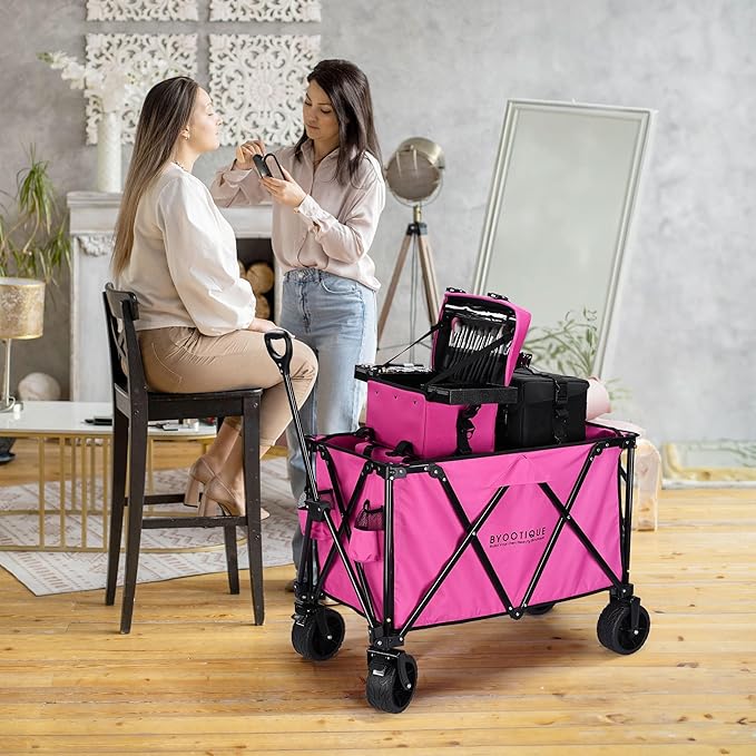 225L Large Capacity Folding Wagon Collapsible Cart for Camping Shopping Sports Makeup Artists Weddings Flea Markets