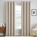 MIULEE 90 Inches Linen Textured Curtains for Bedroom 100% Blackout Thermal Insulated Natural Grommet Room Darkening Curtains & Drapes Luxury Decor for Living Room Nursery 52 x 90 Inch (2 Panels)