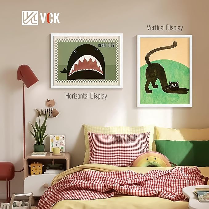 VCK 18x24 Poster Frame White - 5 Pack | with Mat 16x20 | Textured Exclusive Solid Wood Picture Frame | Horizontal and Vertical Formats with Included Hanging Hardware