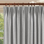 Textured Linen Pencil Pleated 100% Blackout Curtains for Bedroom/Living Room Blackout Curtains 120 Inches Long, Energy Saving Window Treatment Curtains,72Wx120Lx2,Grey