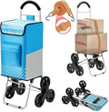 winkeep Shopping Cart, 220 lbs Capacity, Foldable Grocery Trolley with Large Bag, Laundry Utility, Adjustable Bungee Cord (Sky Blue)