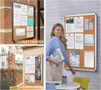 SWANCROWN Locking Bulletin Board Tamper-Proof Notice Board Cork Display Case Wall-Mounted for K12 Office Dentists, 38x14 inch