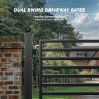 ZUMI Dual Swing Driveway Gate, 14x6 ft. Outdoor Steel Fence for Home Security, Heavy-Duty Weatherproof Iron Kit, Brooklyn Style