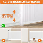 Upgrade Retractable Baby Gates, 35" Tall Extends up to 60" Wide, Mesh Dog Gate Indoor for Stairs, Outdoor Reinforced Pet Gate with Support Rods for Doorways Hallways Kitchen Bedroom, White