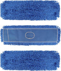 24 Inch Dust Mop Head: Replacement Medium Washable Commercial Mop Head Sweeper and Janitorial Replacement Blue (Blue - 24 Inch, 3 Pack)