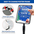 4 Packs 8.5x11 Inch Sign Stand - Adjustable Floor Standing Sign Holder, Pedestal Poster Stand for Vertical & Horizontal Display, Outdoor & Indoor Use for Business & Store Signage - Black