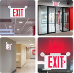 Gruenlich Red Exit Sign with Emergency Lights, 2 Adjustable LED Heads and Backup Battery, UL 924, AC 120/277V, Commercial Hardwired Exit Light for Business, 4 Pack