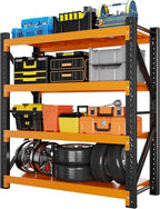 5000LBS Garage Shelving 59" W Garage Shelving Heavy Duty 4-Tier Metal Storage Shelves Adjustable Shelf Unit Storage Rack for Basement Supermarket Warehouse 59" W x 20" D x 78" H Black-Orange