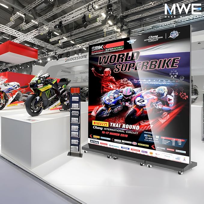 80 Inch LED Digital Signage Display, Foldable Seamless Stitching Kiosk, P1.86 GOB LED Screen Poster with Flight Case, Commercial Advertising Display for Events, Rentals and Weddings (Black, 2 Unit)