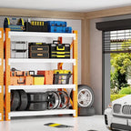3000LBS Garage Shelving 42" W Garage Shelving Heavy Duty 4-Tier Metal Storage Shelves Adjustable Shelf Unit Storage Rack for Basement Supermarket Warehouse 42" W x 20" D x 78" H Orange-White