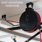 IRON FORGE CABLE 30Ft Retractable Extension Cord Reel with Breaker Switch & 3 Electrical Power Outlets - 16/3 SJTW Durable Red Cable - Perfect for Hanging from Your Garage Ceiling