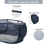 4 Pack Collapsible Laundry Baskets, Foldable Laundry Basket with Pocket, Durable Pop Up Hampers, Reinforced Handles Dirty Clothes Hamper for Laundry, Bedroom, Bathroom, Dorm, Travel or Camping Navy