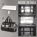 Wearable Cleaning Caddy, Cleaning Caddy Supplies Organizer with Handle & Shoulder Straps for Housekeepers, Under Sink & Car Cleaning Tool Organizers Bag with 4 Foldable Divider (Beige)