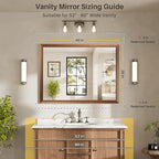 48x36 Inch Bathroom Mirror for Wall, Anti-Rust Walnut Wood Grain Metal Framed Bathroom Mirrors for Over Sink,Rectangler Mirrors for Bathroom Vanity, Farmhouse, Bedroom, Living Room, Entryway Decor